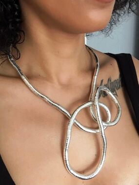 Vintage 90s Y2K Silver Bendable Snake Necklace Bracelet Versatile Moldable 22 in